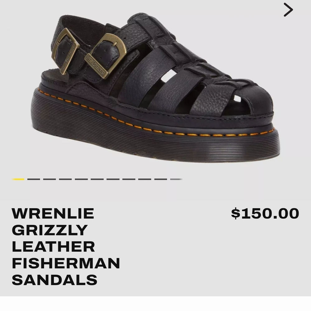 Dr. Martens Black Grizzly Leather Sandals